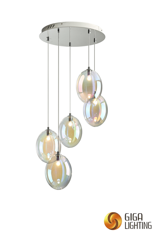 Original criativo minimalista colorido oval lustre de vidro designer led pingente luz 