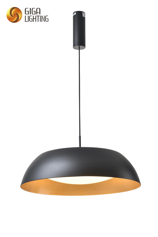 Luminárias suspensas com abajur de cúpula de metal preto fábrica na China