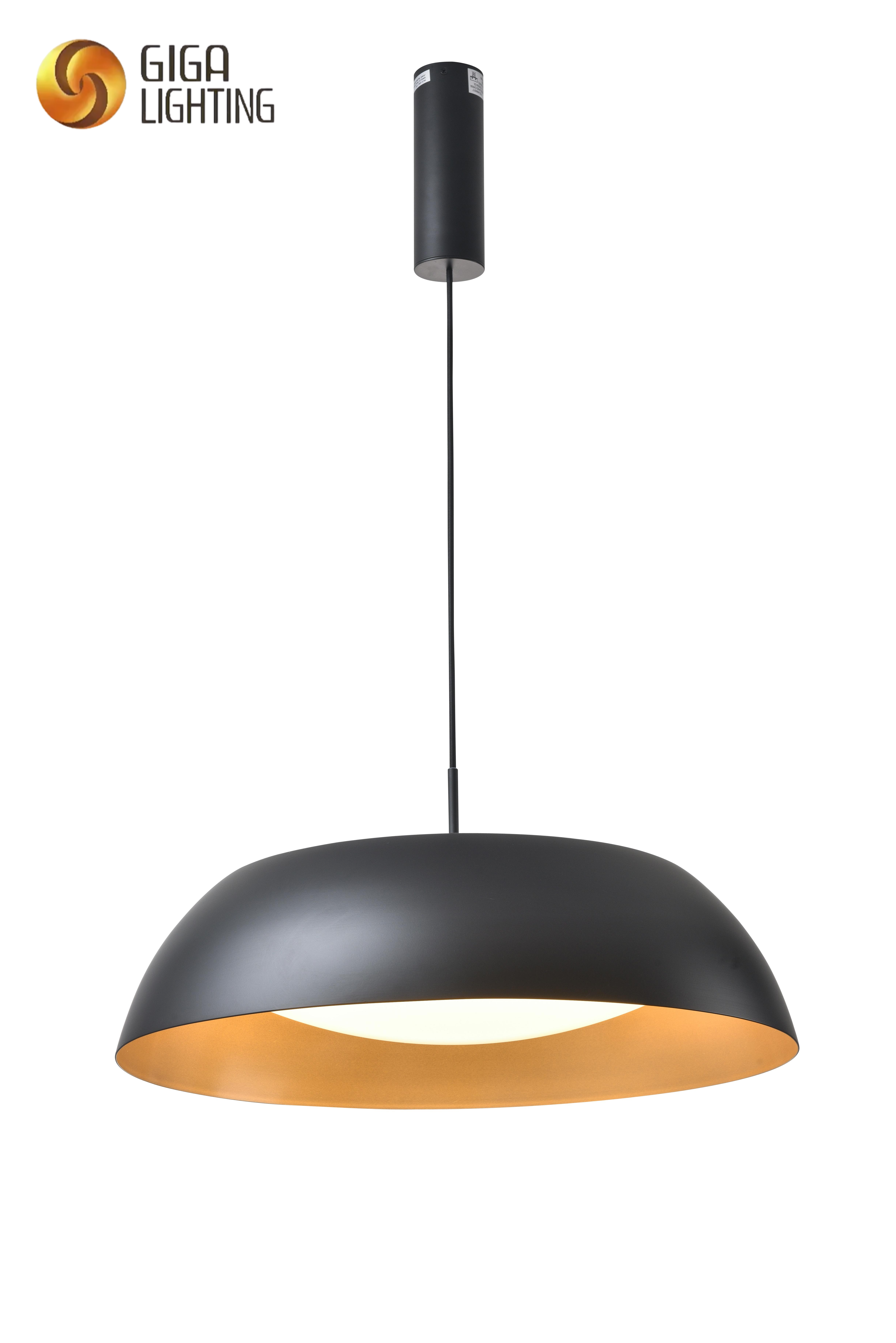 Luminárias suspensas com abajur de cúpula de metal preto fábrica na China