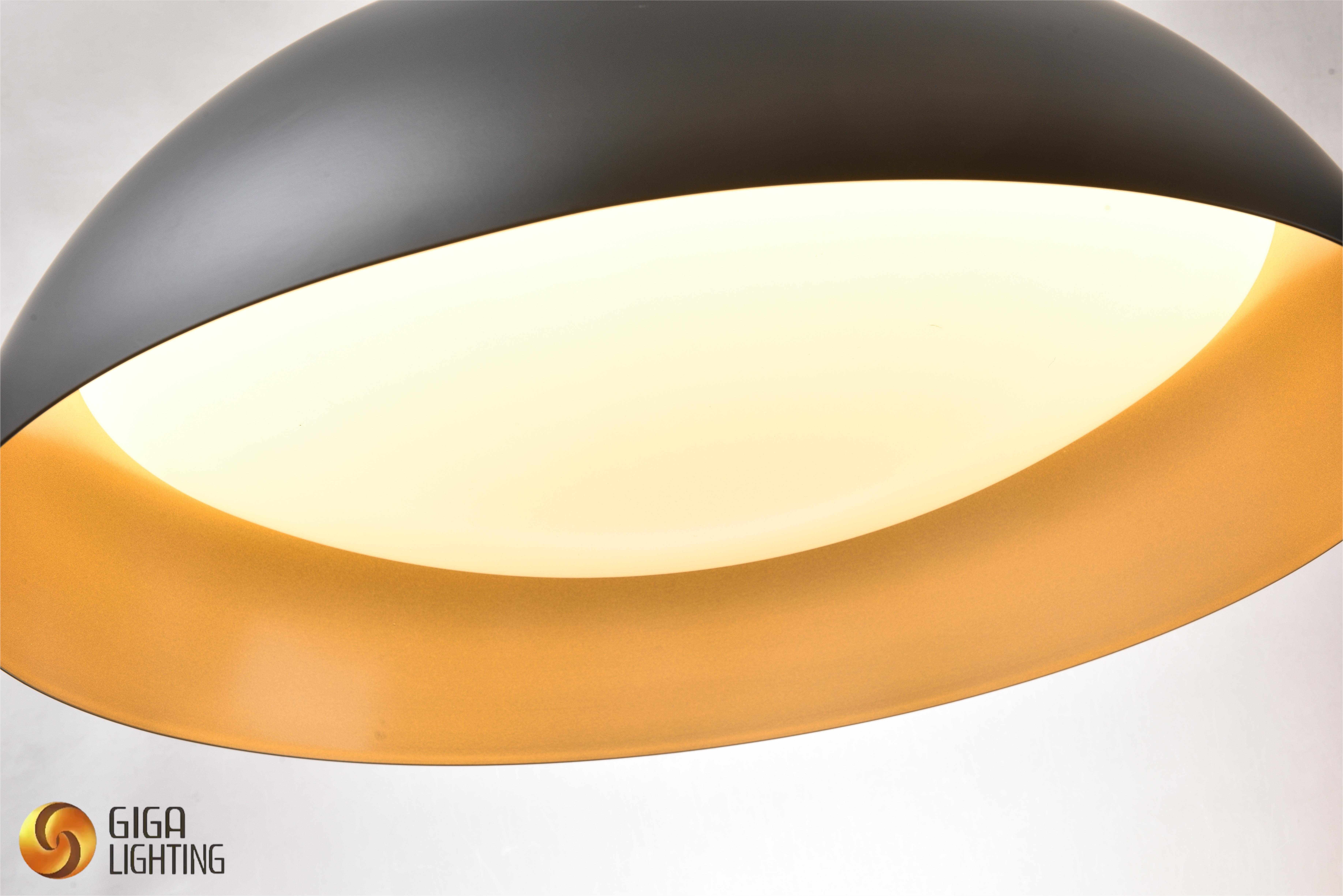 Luminárias suspensas com abajur de cúpula de metal preto fábrica na China