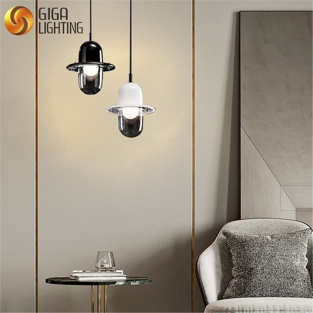 Pós moderna luz de luxo lustre vidro disco voador e27 lâmpada simples criativo quarto hotel estudo sala estar candeeiro mesa