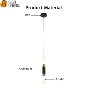 Simples e moderno cilíndrico único muti-luz pendente lâmpada LED de tubo longo