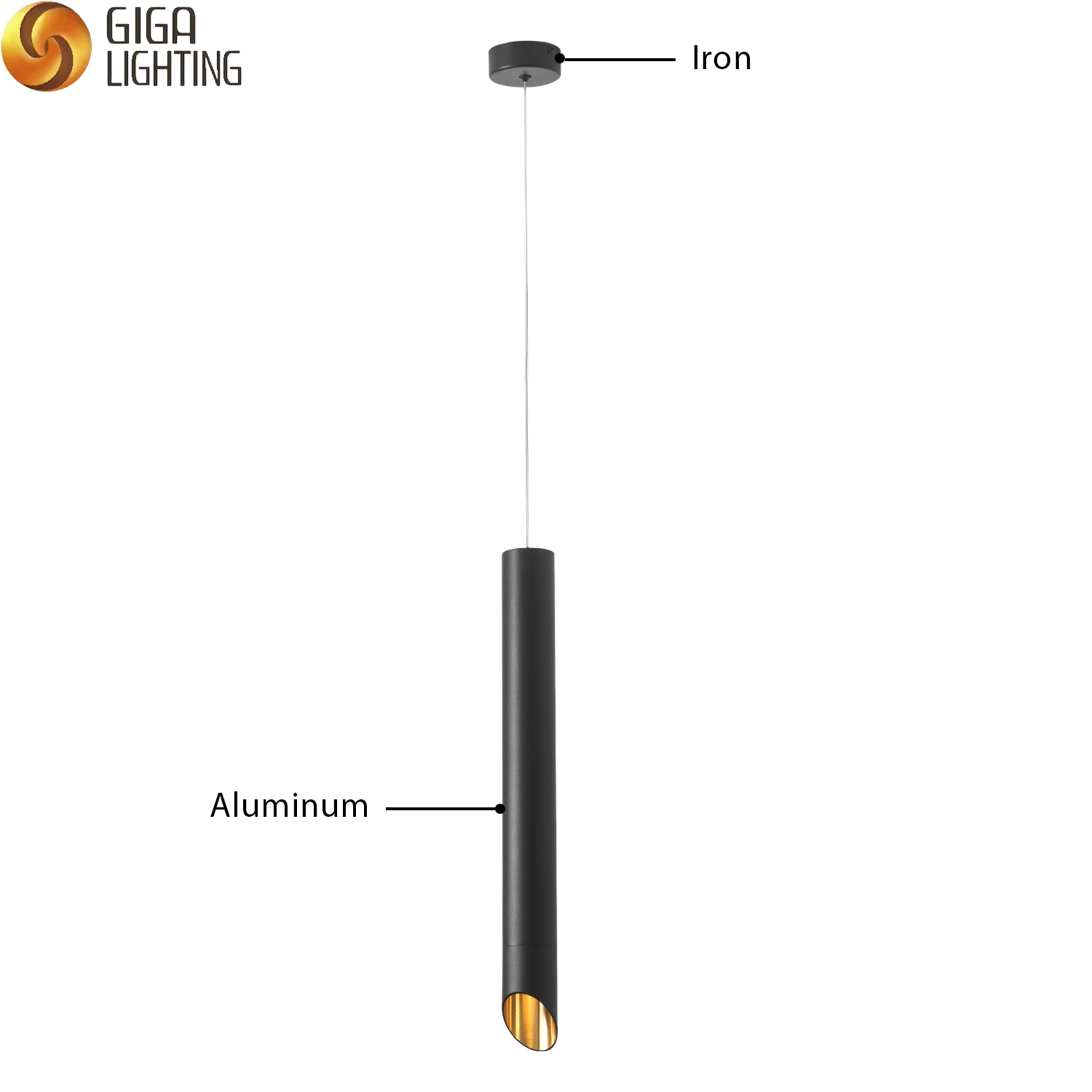 CE CB Luz pendente LED de tubo longo de alumínio minimalista clássico clássico 