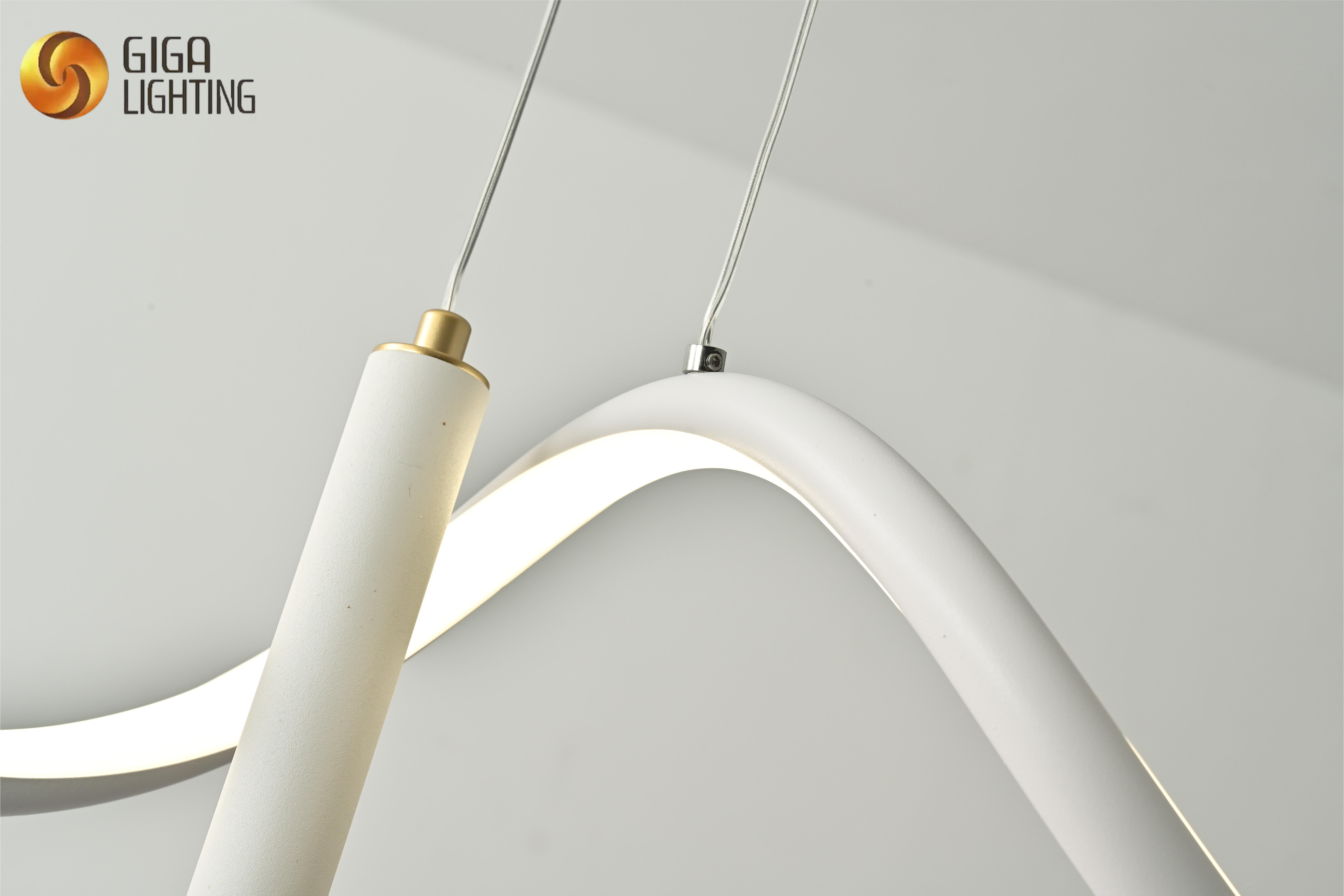 Tubo de cilindro de alumínio em forma de arte com lúmens de altura luminária pendente linear LED