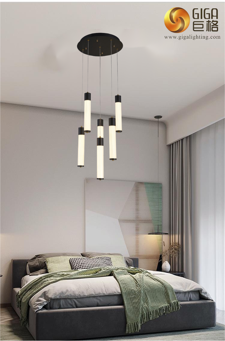 Personalidade criativa de luxo moderno grande cilindro longo luminoso luminária pendente led