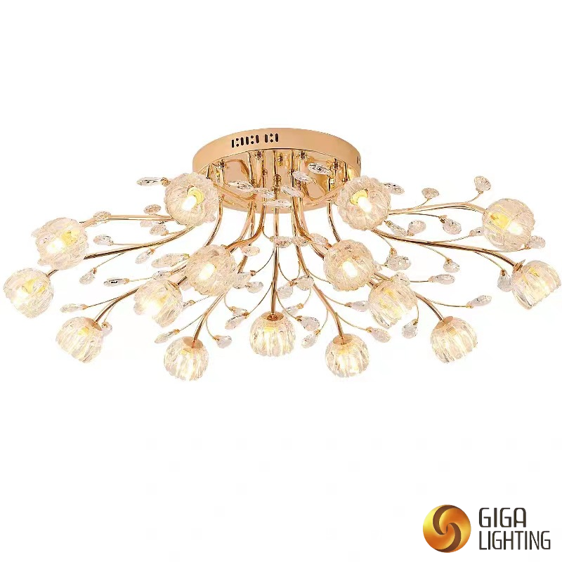 G9 18 abajur interior de luxo para casa luz de teto de flor de cristal 