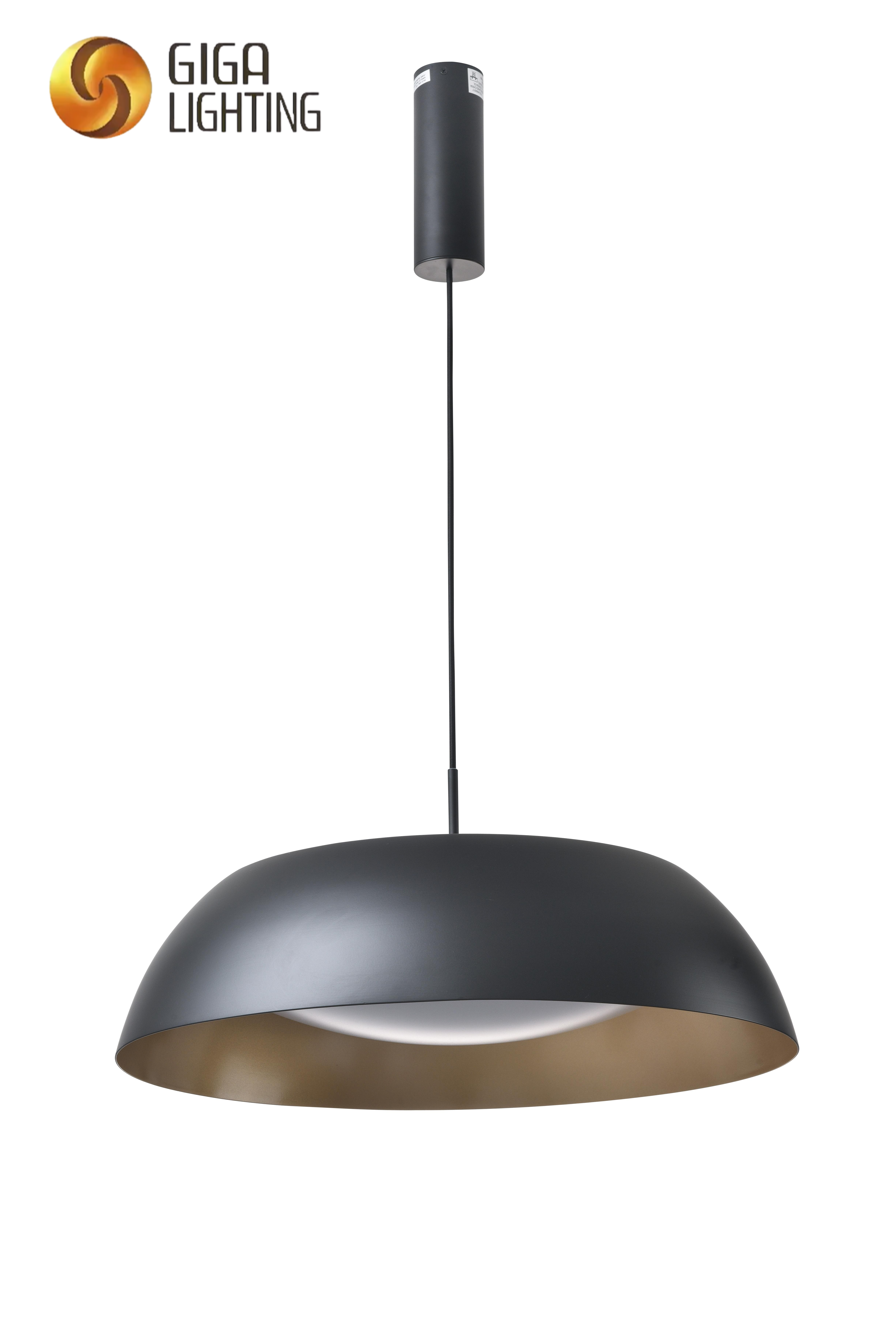 Luminárias suspensas com abajur de cúpula de metal preto fábrica na China