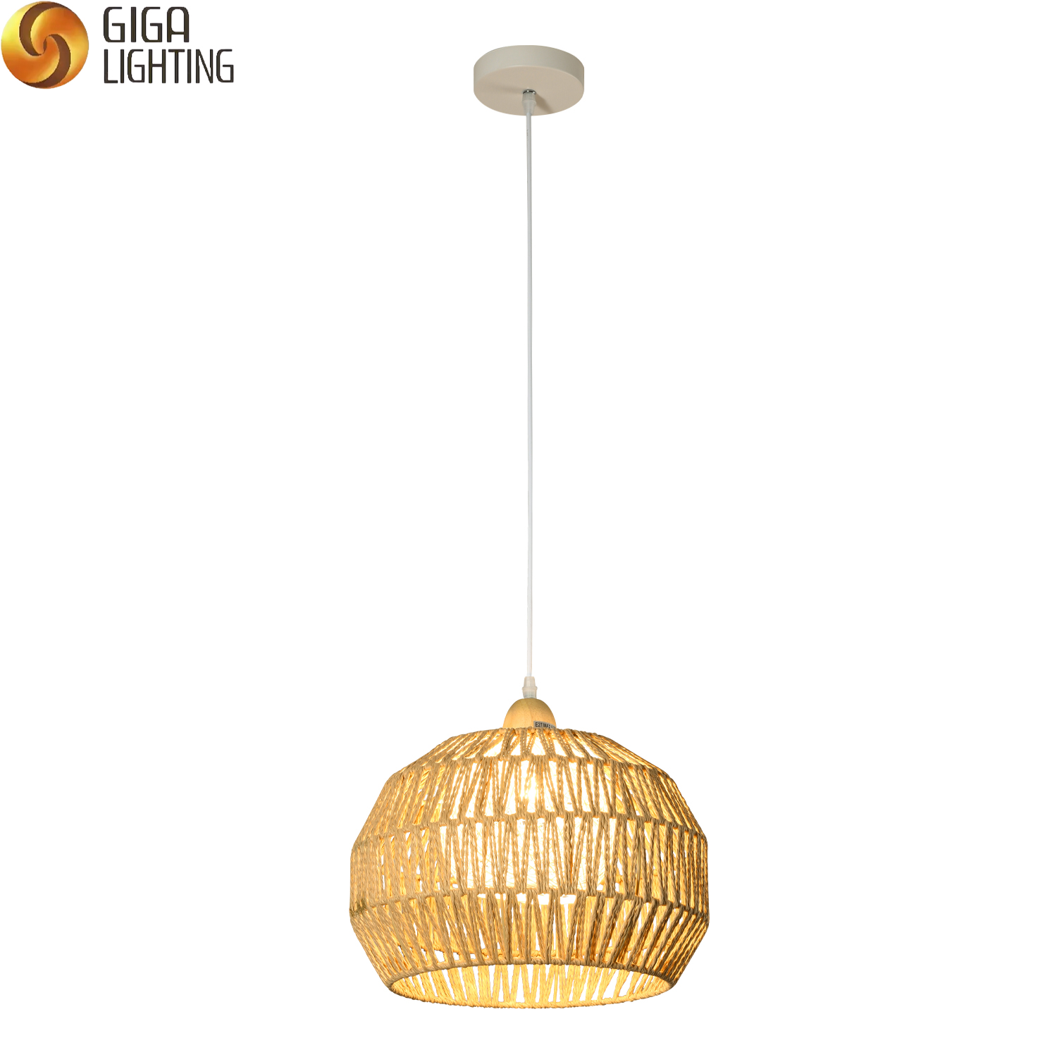 Luz de tambor redondo trabalhada natureza bambu rattan luminária lustre artesanal