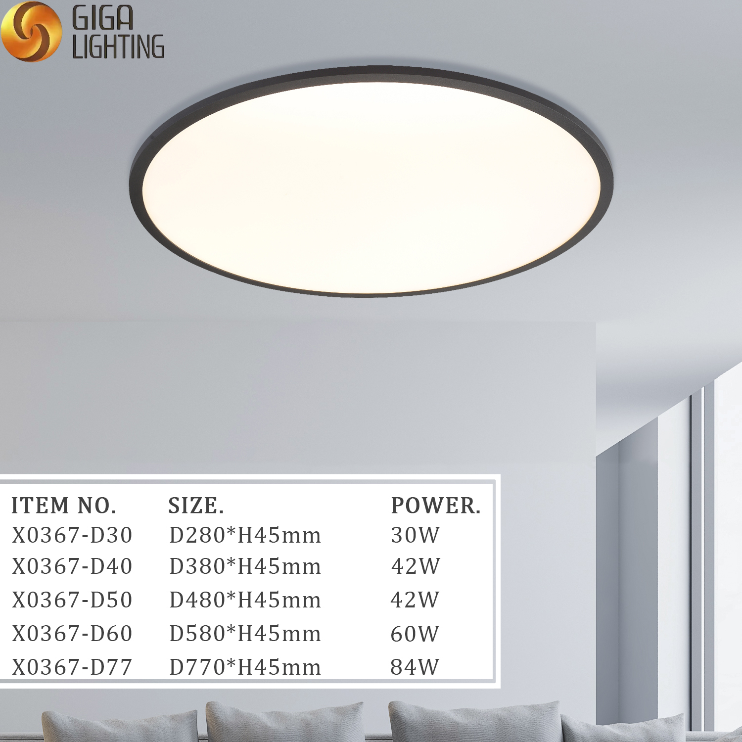 Luz de teto ultrafina 3CCTDIPLED de alumínio comercial CB EMC em massa 