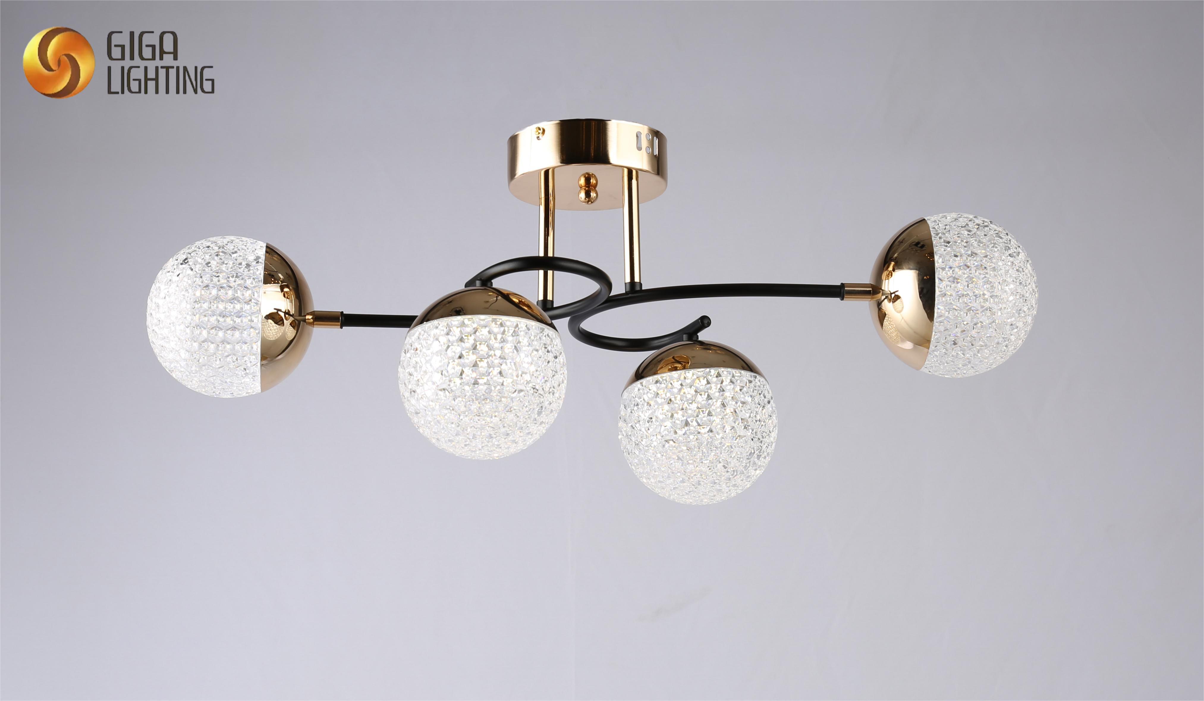 Candeeiro de teto TUV Candeeiro de teto contemporâneo dourado e preto: elegante acessório de montagem embutida, ideal para interiores modernos