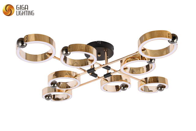 CE TUV LED lâmpada de teto decorativa braços em forma de anel de alumínio rosa dourado com faixa de led dentro de design exclusivo produção em massa atacadista direto da fábrica 