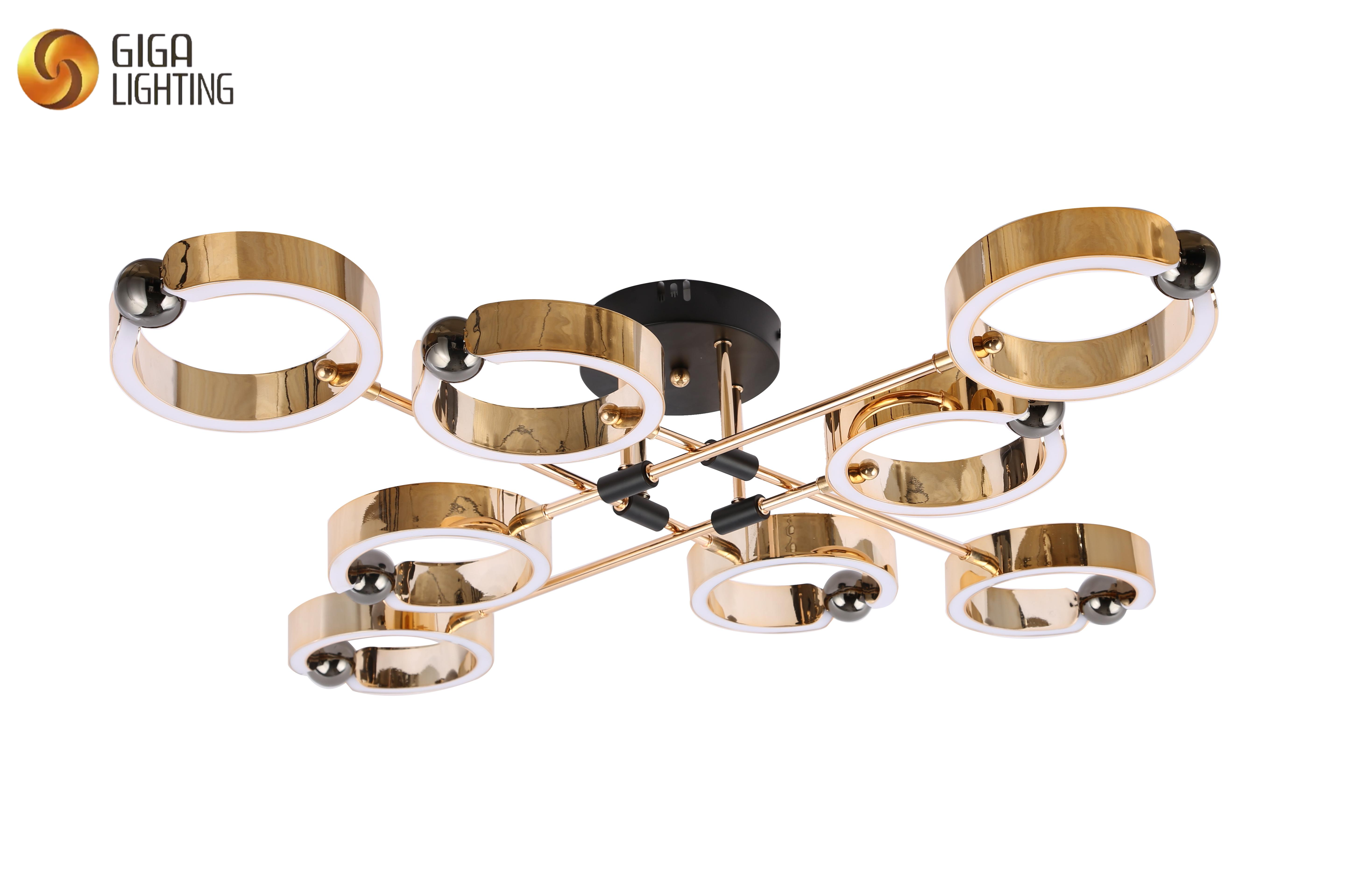 CE TUV LED lâmpada de teto decorativa braços em forma de anel de alumínio rosa dourado com faixa de led dentro de design exclusivo produção em massa atacadista direto da fábrica 